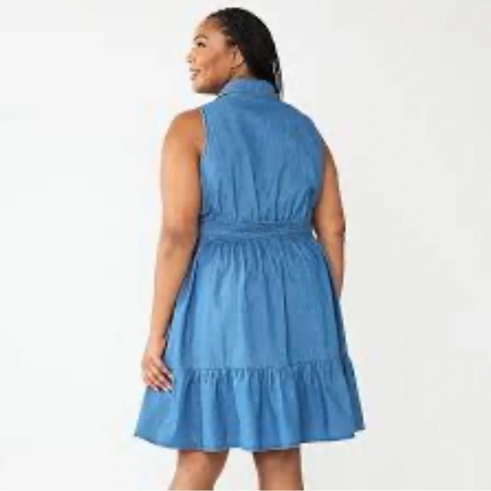 Plus Size Draper James Denim Sleeveless Belted Shirt Dress Blue Size 2XL NWT - Picture 2 of 2